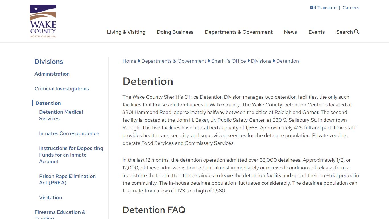 Detention | Wake County Government
